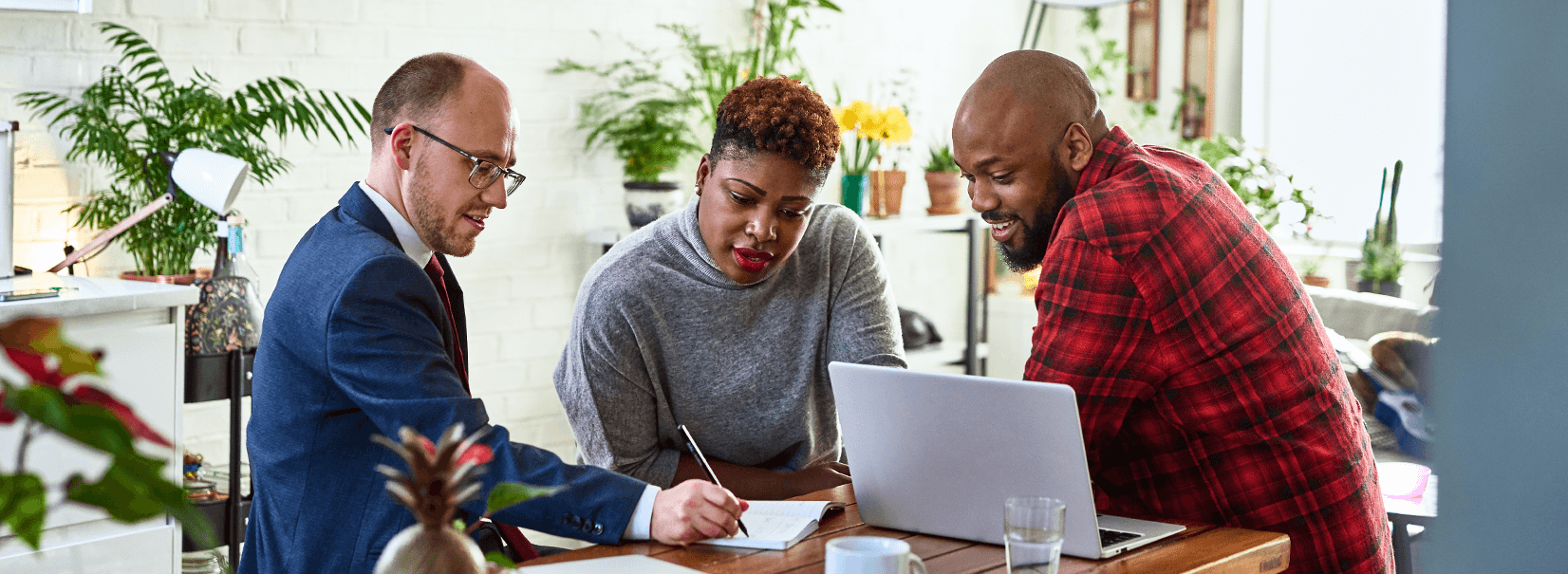 man and women talking to their financial adviser